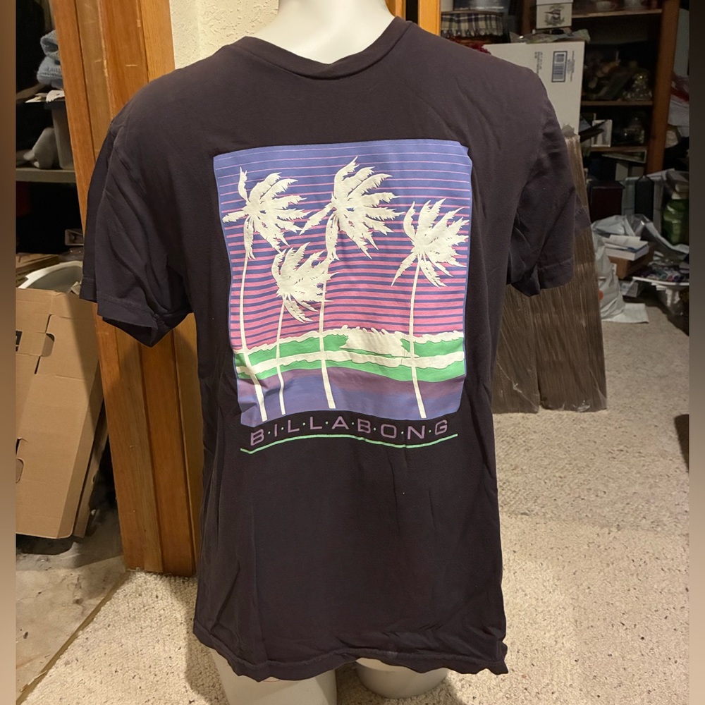 Billabong Black Tee with Palm Tree Graphic